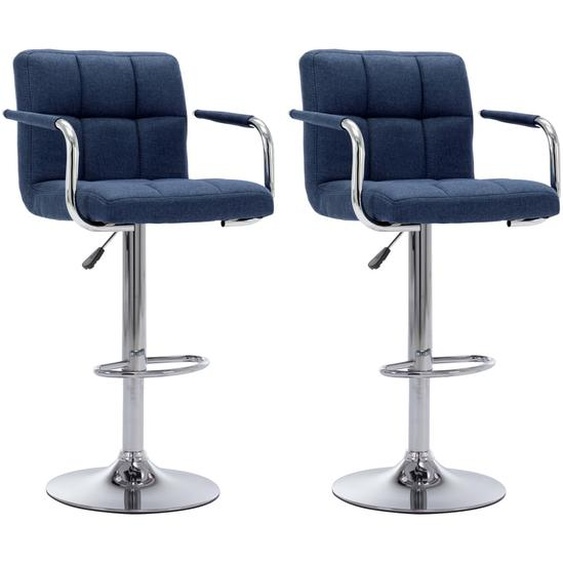 Chaises de bar lot de 2 bleu tissu