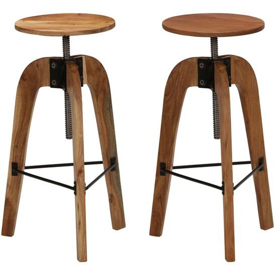 Chaises de bar lot de 2 bois dacacia solide