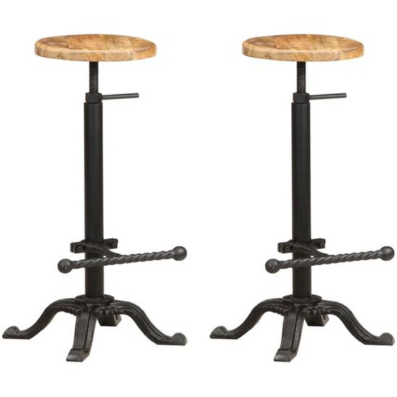 Chaises de bar lot de 2 bois de manguier solide