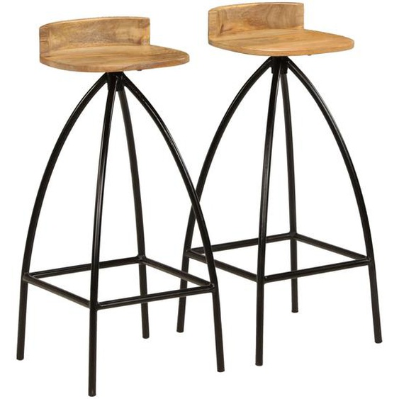 Chaises de bar lot de 2 bois de manguier solide