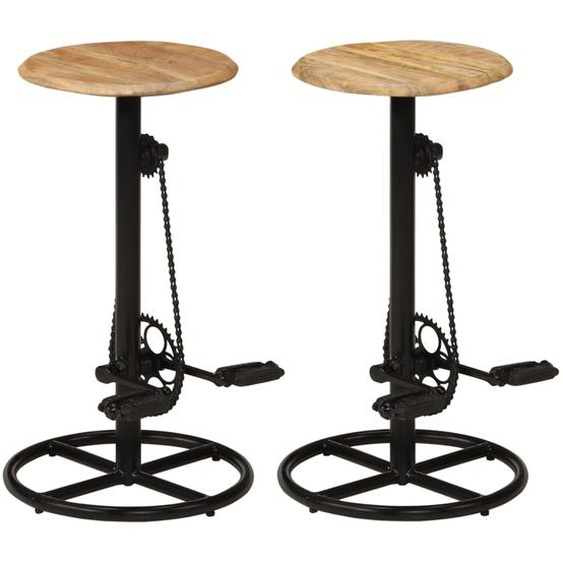 Chaises de bar lot de 2 bois de manguier solide