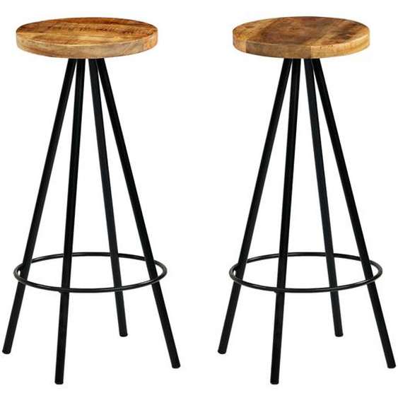 Chaises de bar lot de 2 bois de manguier solide
