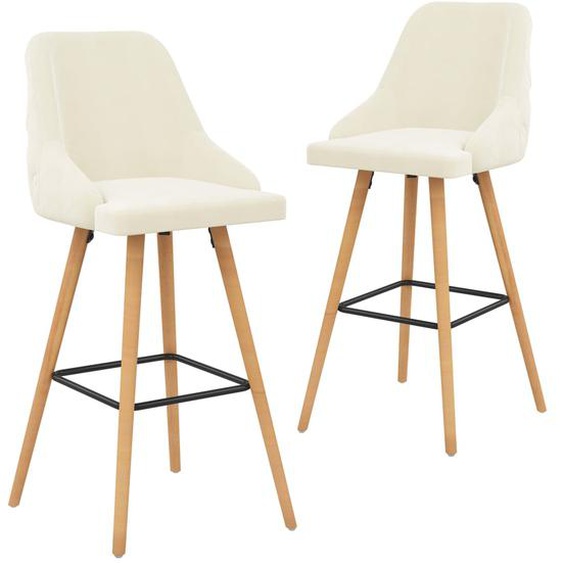 Chaises de bar lot de 2 crème velours