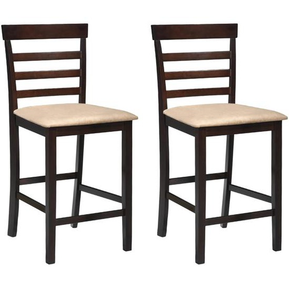 Chaises de bar lot de 2 marron tissu