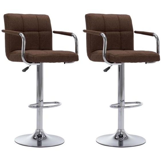 Chaises de bar lot de 2 marron tissu