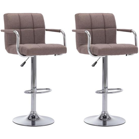 Chaises de bar lot de 2 taupe tissu