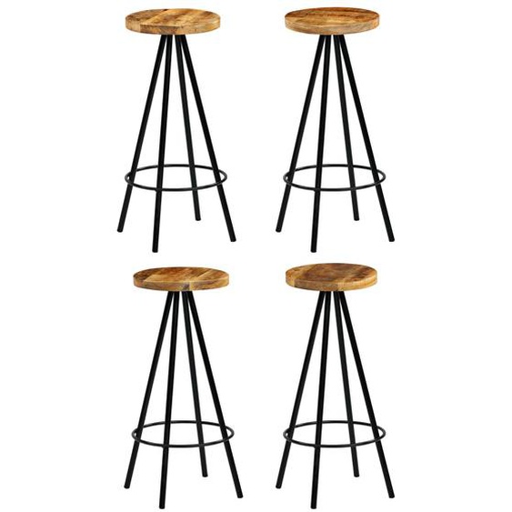Chaises de bar lot de 4 bois de manguier solide