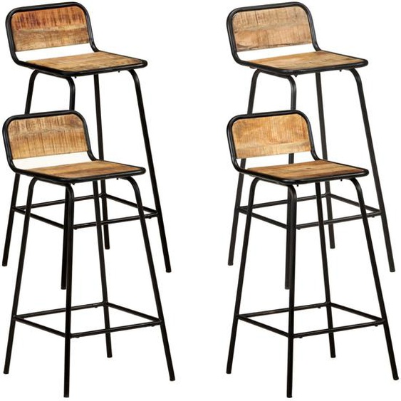 Chaises de bar lot de 4 bois de manguier solide