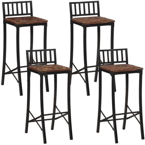 Chaises de bar lot de 4 bois de récupération massif