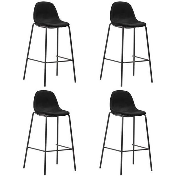 Chaises de bar lot de 4 noir tissu