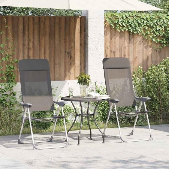 Chaises de camping pliables lot de 2 Gris Aluminium