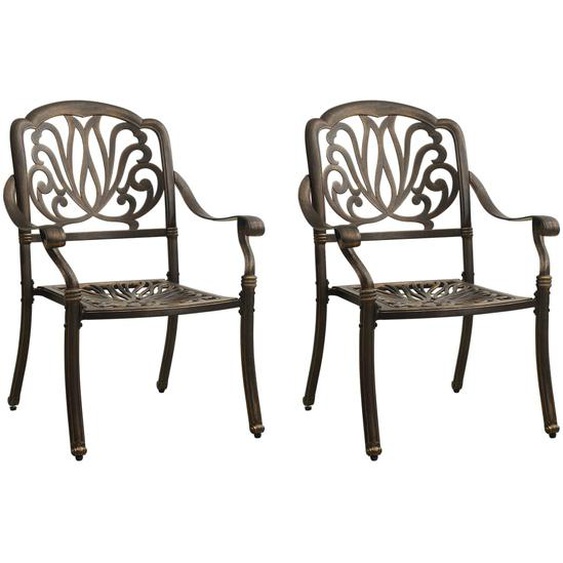 Chaises de jardin lot de 2 Aluminium coulé Bronze
