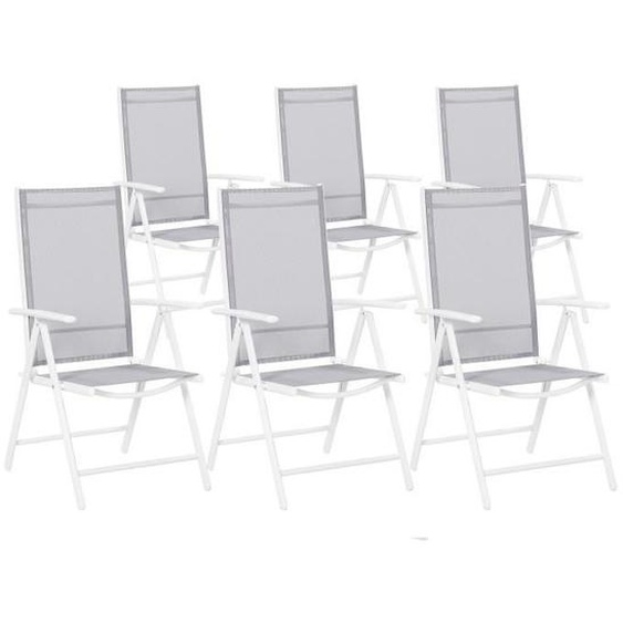 Chaises de jardin en aluminium grises - BELIANI - CATANIA - Dossier réglable en 5 positions - Urbain - Métal