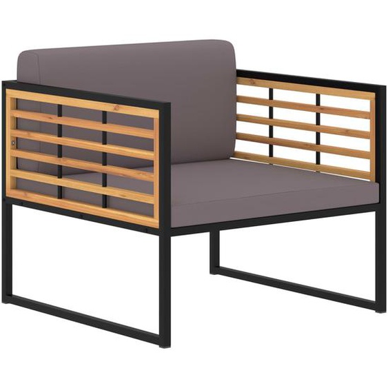 Chaises de jardin et coussins lot de 2 Bois dacacia Gris foncé