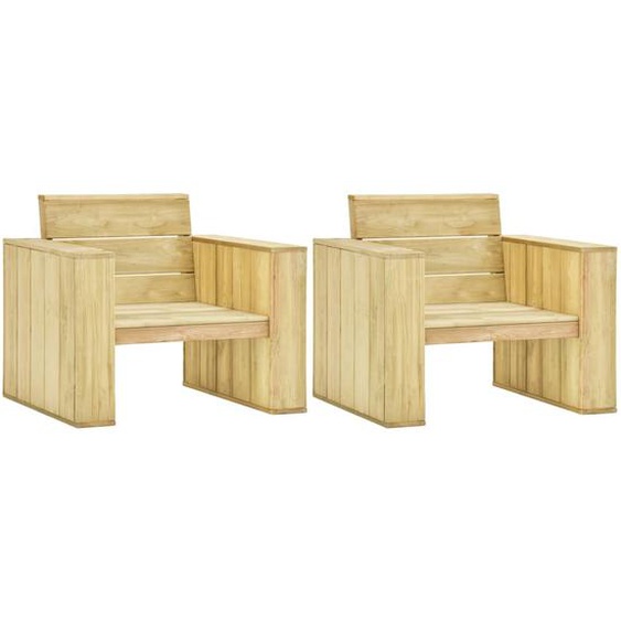 Chaises de jardin lot de 2 89x76x76 cm Bois de pin imprégné