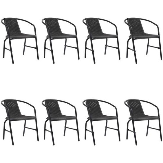 Chaises de jardin lot de 8 Rotin plastique et acier 110 kg