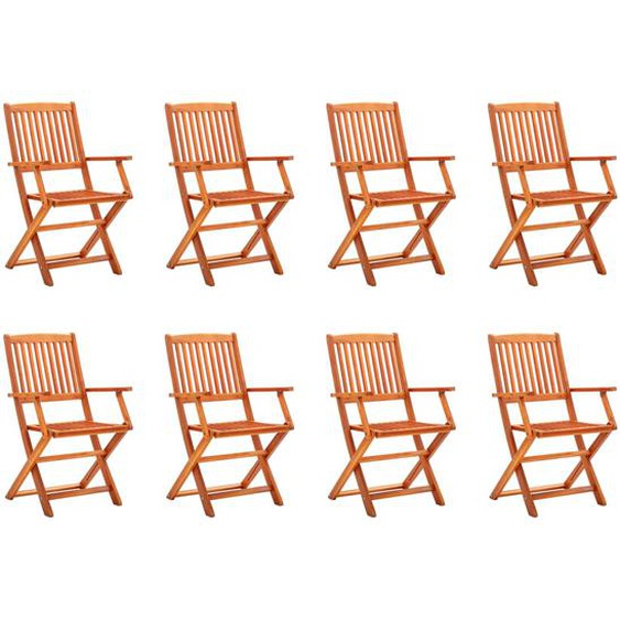 Chaises de jardin pliables lot de 8 Bois deucalyptus massif
