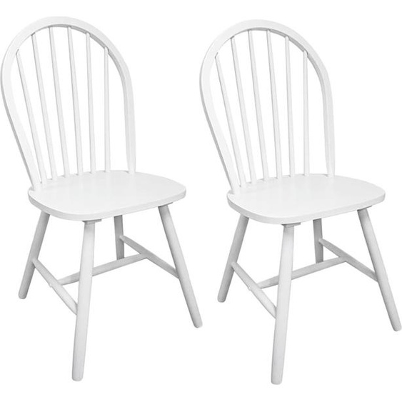 Chaises de salle à manger 2 pcs. Blanc Bois massif Hévéa