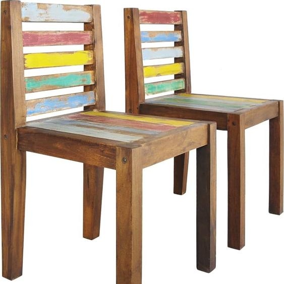 Chaises de salle à manger 2 pcs. Vieux bois massif