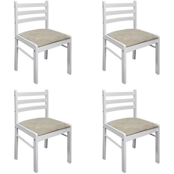 Chaises de salle à manger 4 pcs. Blanc Bois massif Hévéa et velours