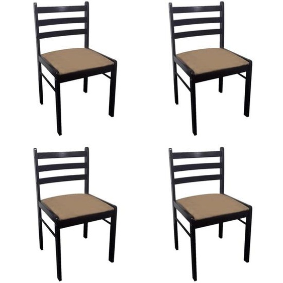 Chaises de salle à manger 4 pcs. Marron hévéa massif et velours