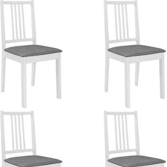 Chaises de salle à manger avec coussins 4 pcs. Blanc Bois massif 247637
