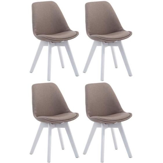 Chaises de salle à manger Borneo V2 - CLP - Lot de 4 - Tissu - Bois massif - Taupe