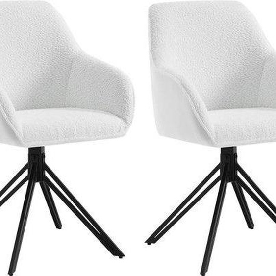 Chaises de salle à manger en velours côtelé - Lot de 2 - Design ergonomique - Blanc - 58 x 53,5 x 82 cm