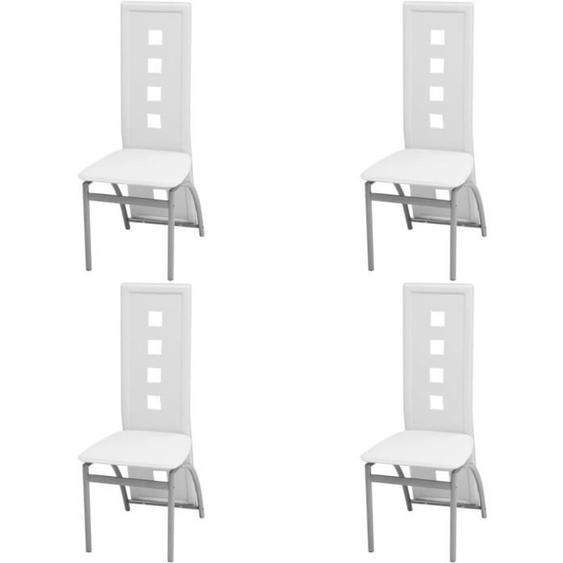 Chaises de salle à manger - OVONNI - 4 pcs - Cuir artificiel - Blanc