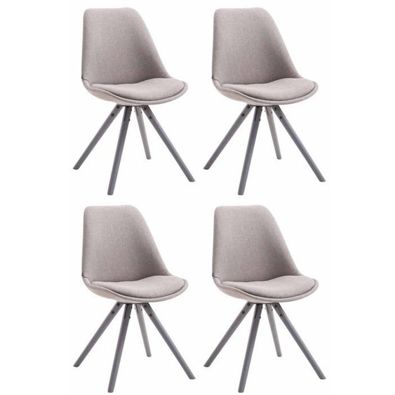4 chaises de salle à manger style scandinave en tissu gris clair pieds rond en bois gris