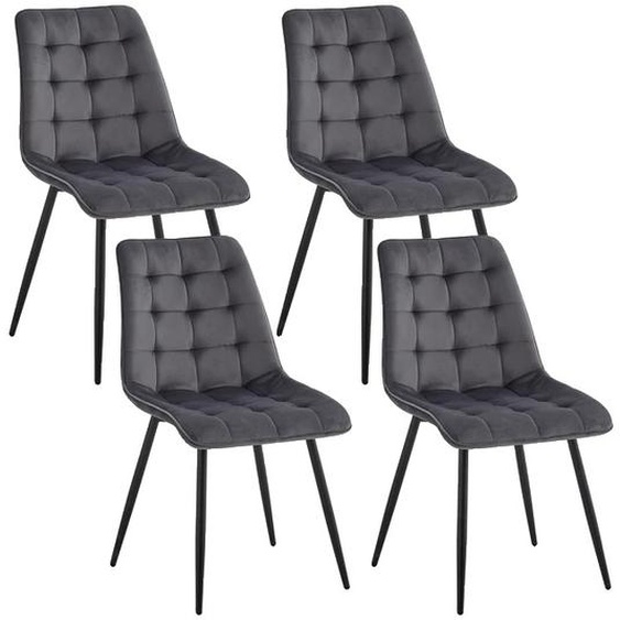 Chaises de salle à manger, velours, design moderne, gris