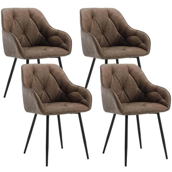 Chaises de Salle à Manger - WOLTU - Simili Cuir - Pieds en Métal - Marron Foncé
