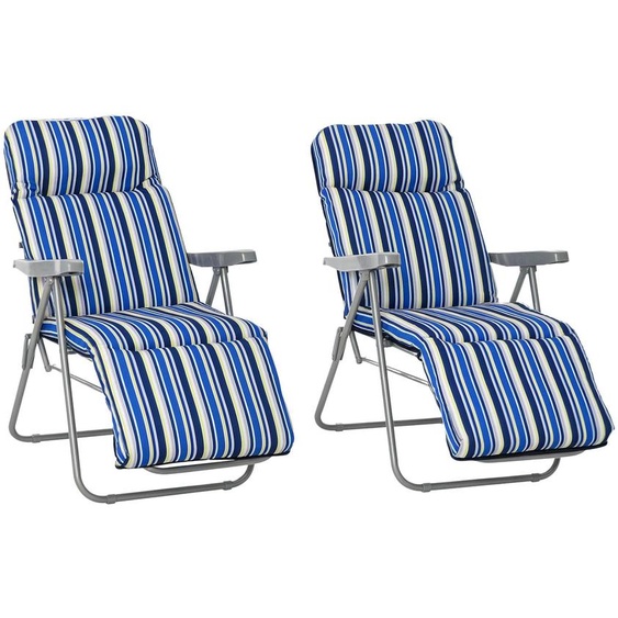Chaises de salon dextérieur, réglables sur 5 positions, pliables pour le camping, rayures bleues