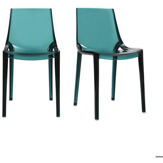 Chaises design bleu pétrole empilables intérieur / extérieur (lot de 2) YZEL - MILIBOO