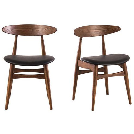 Chaises vintage en bois foncé et noir (lot de 2) WALFORD