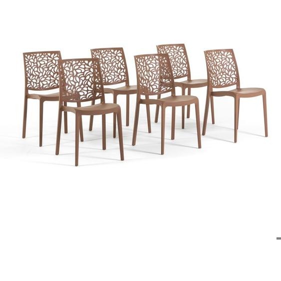 Chaises empilables - Anna - Résine renforcée - Lot de 6 - Usage intérieur et extérieur - Mocha Mousse