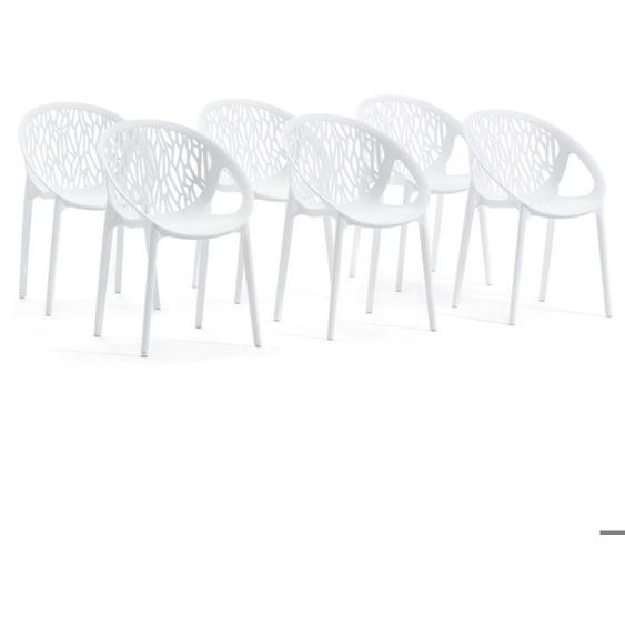 Chaises empilables - LARA - Blanc - Polypropylène renforcé - Design moderne - Pour intérieur et extérieur