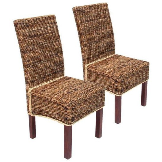 Chaises en rotin banane tressée - Décoshop26 - Lot de 2 - Marron