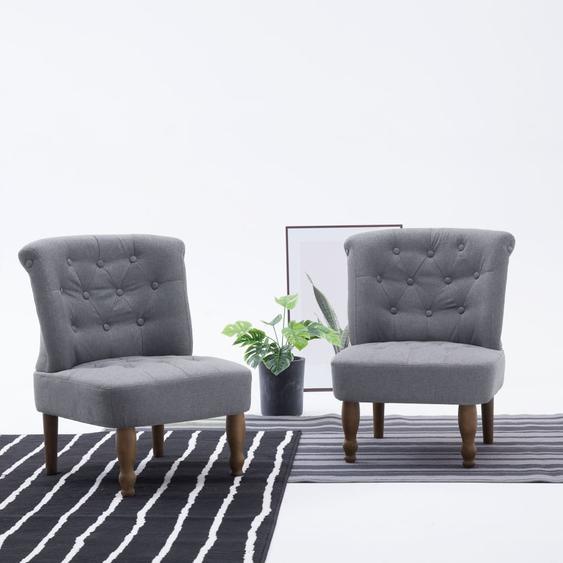 Chaises françaises lot de 2 gris clair tissu