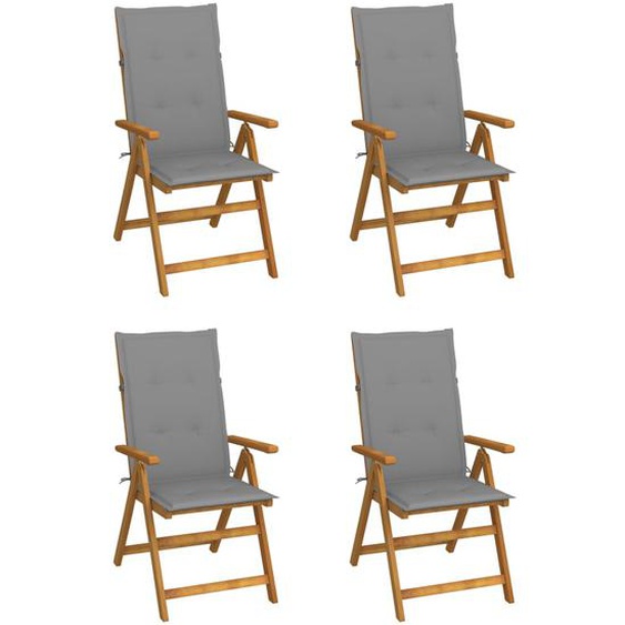 Chaises inclinables de jardin lot de 4 et coussins Bois acacia
