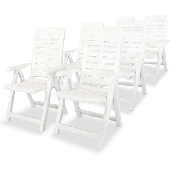 Chaises inclinables de jardin lot de 6 Plastique Blanc