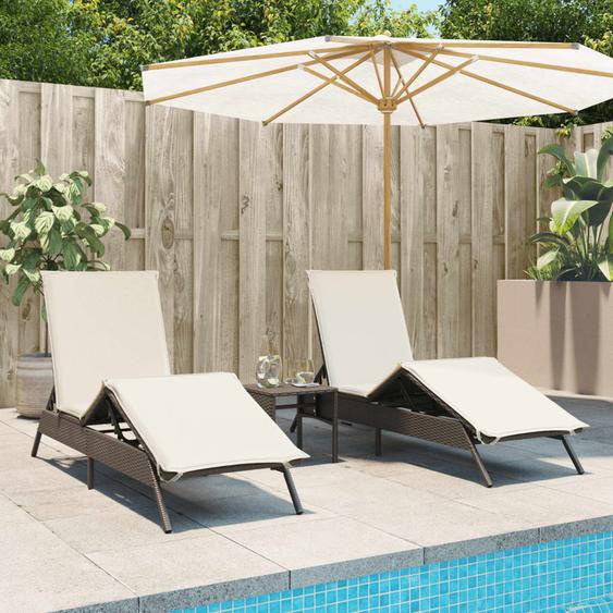 Chaises longues avec coussins lot de 2 marron résine tressée