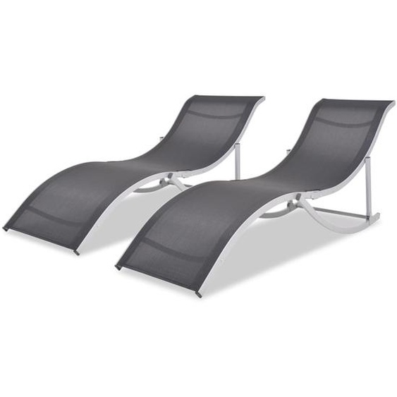 Chaises longues pliantes 2 pcs Aluminium et Textilène