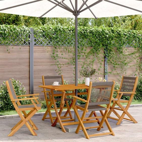 Chaises pliables de jardin 4 pcs gris bois dacacia massif