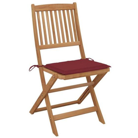 Chaises pliables de jardin en bois dacacia avec coussins - SALUTUYA - BD0041