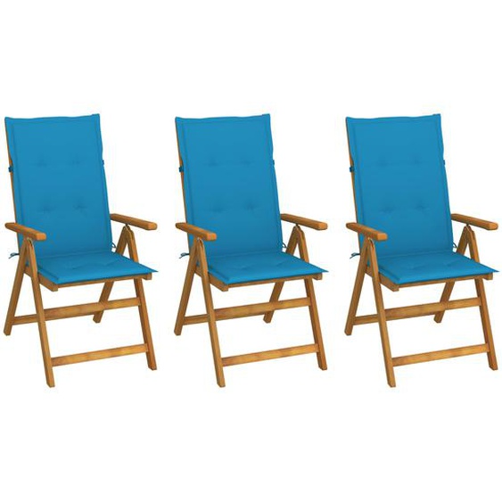 Chaises pliables de jardin lot de 3 avec coussins Bois dacacia
