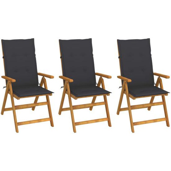 Chaises pliables de jardin lot de 3 avec coussins Bois dacacia