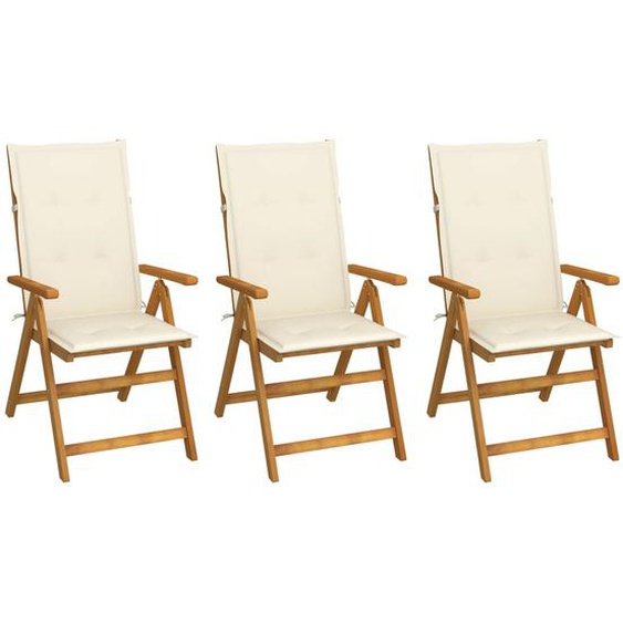 Chaises pliables de jardin lot de 3 avec coussins Bois dacacia