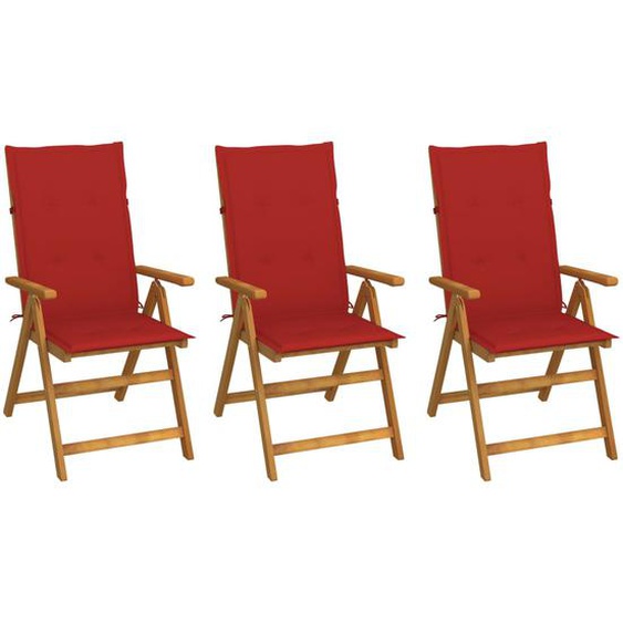 Chaises pliables de jardin lot de 3 avec coussins Bois dacacia