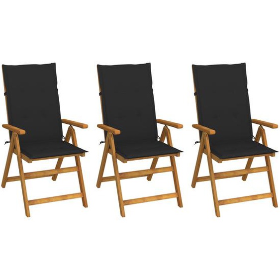 Chaises pliables de jardin lot de 3 avec coussins Bois dacacia